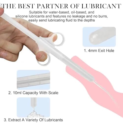 NEWJINDA Lube Applicator Syringe with Storage Bag, 2-Pack Red, 10ml Precise Scales | Reusable Anal Lube Shooter thumbnail 3