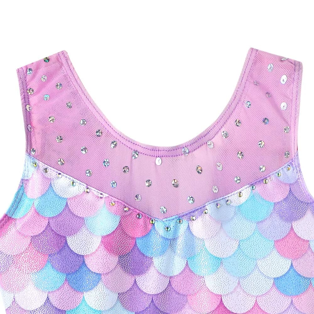 Belovance Girls Gymnastics Leotard Mermaid Purple 6-7 Years | Shiny Unicorn Athletic Dance Wear - view 5