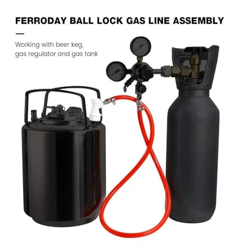 Ferroday Ball Lock Gas Line Assembly 5ft (1.52m) Red | Leak-Proof CO2 Hose for Home Brewing thumbnail 7