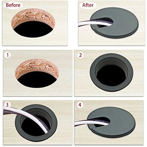 TTSAM Black Plastic Wire Cord Cable Grommets Hole Cover, 35mm (1-3/8 Inch) Mounting Hole Diameter | Pack of 6 thumbnail 5