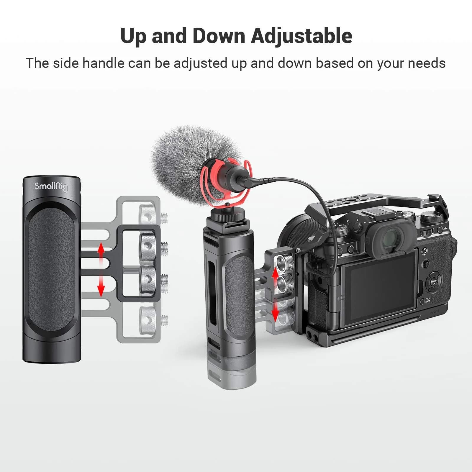 SMALLRIG Mini Side Handle Handgrip with Dual 1/4"-20 Screw Mount & Built-in Wrench, Up and Down Adjustable (139g) | Camera Cage Mount - view 5