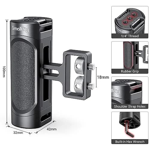 SMALLRIG Mini Side Handle Handgrip with Dual 1/4"-20 Screw Mount & Built-in Wrench, Up and Down Adjustable (139g) | Camera Cage Mount thumbnail 6