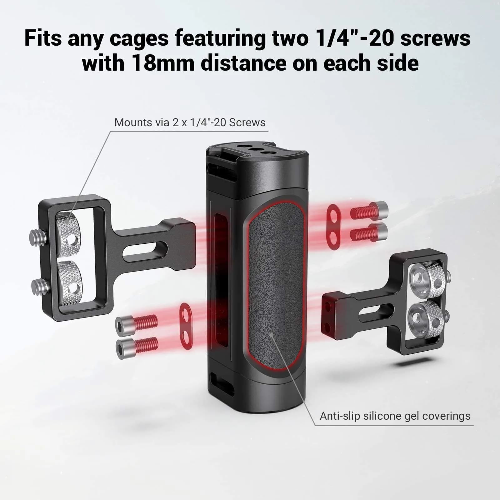 SMALLRIG Mini Side Handle Handgrip with Dual 1/4"-20 Screw Mount & Built-in Wrench, Up and Down Adjustable (139g) | Camera Cage Mount - view 4