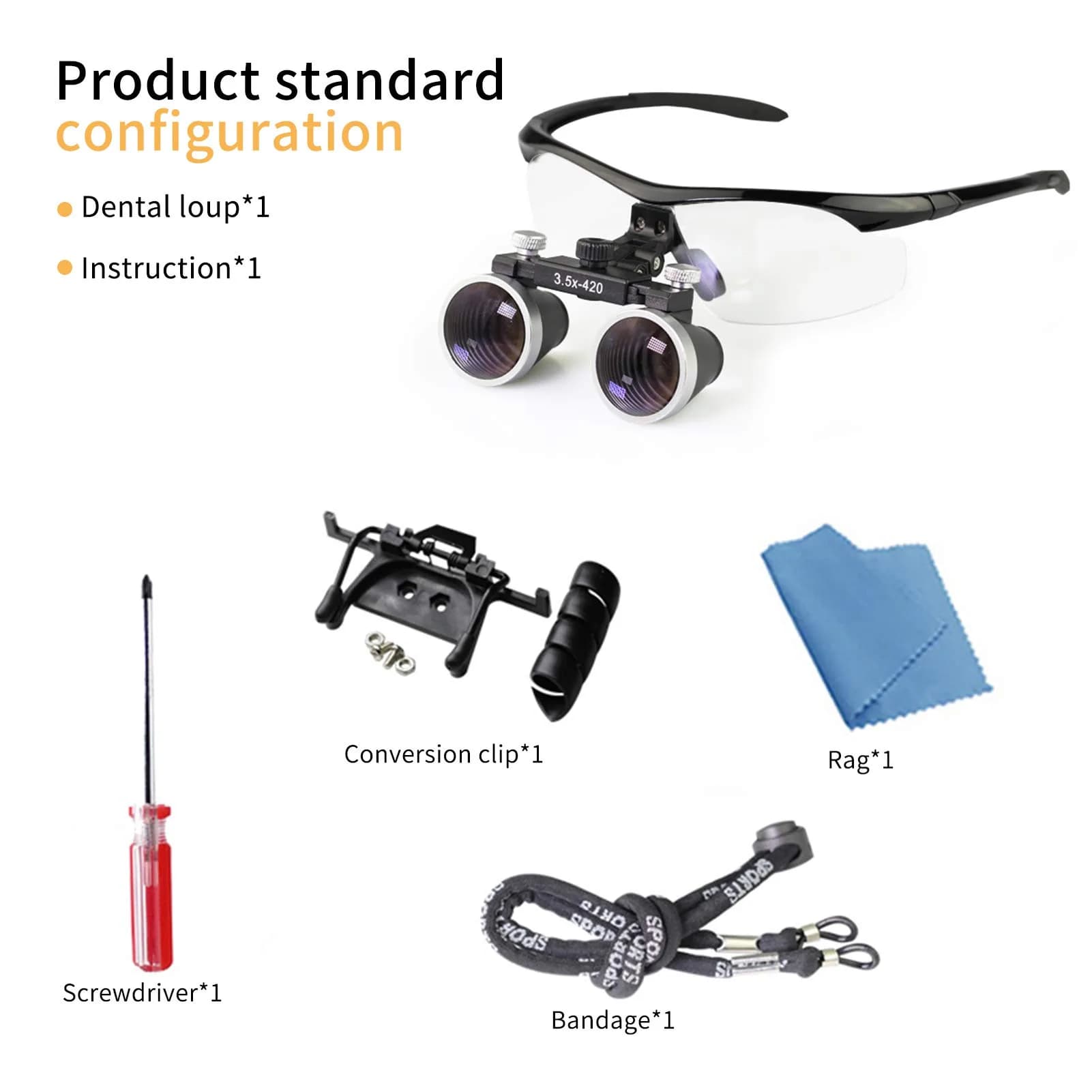 Dentasop Dental Binocular Loupes 3.5x 429mm Magnifier | Precise Dental Inspection & Comfort — Silver