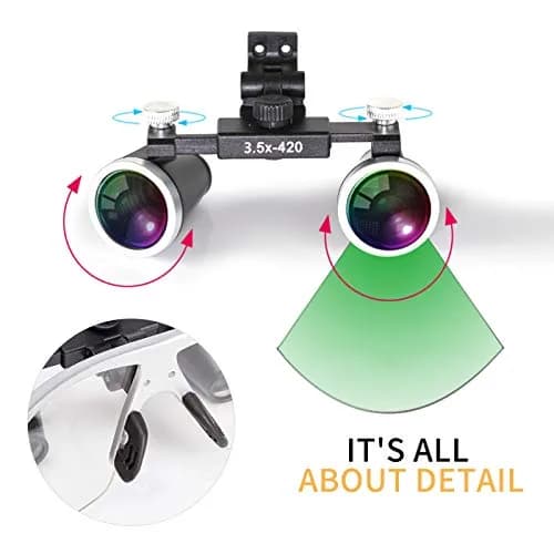 Dentasop 3.5x Magnifier Loupes 429mm Working Distance (Silver) | Professional Dental Loupes for Hygienists & Dentists thumbnail 2