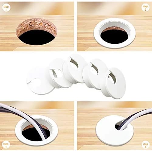 TTSAM 6pcs Plastic Wire Cord Cable Grommets Hole Cover for Desks | 35mm Mounting Hole Diameter thumbnail 6