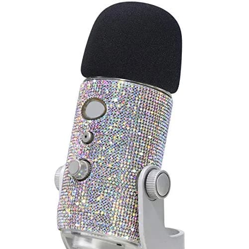 YOUSHARES Blue Yeti Foam Windscreen with Glitter Bling Sticker, Silver | Compatible with Blue Yeti Microphones thumbnail 1