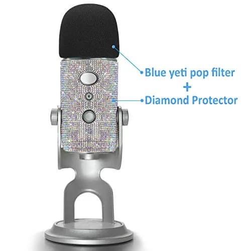 YOUSHARES Blue Yeti Foam Windscreen with Glitter Bling Sticker, Silver | Compatible with Blue Yeti Microphones thumbnail 2