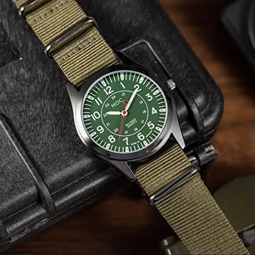 Infantry MDC Men's Field Watch 40mm Green Dial with Olive Nylon Strap - view 4