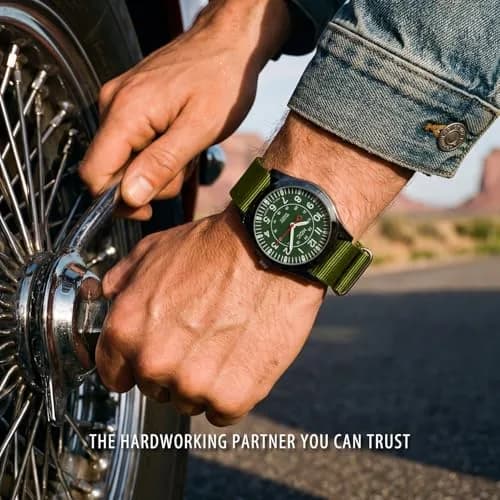 Infantry MDC Mens Military Field Watch 40mm Green Dial Olive Nylon Strap | Japanese Quartz Movement thumbnail 2