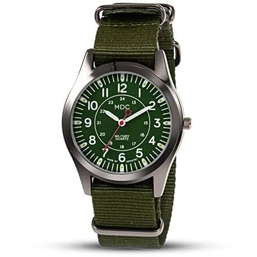 Infantry MDC Men's Field Watch 40mm Blue Nylon Strap | Japanese Quartz Movement — Green