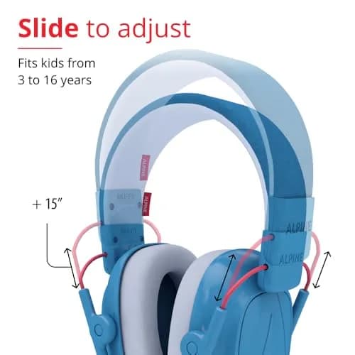 Alpine Muffy Kids Noise Reduction Earmuffs - 5-16 y - Ear Defender - Blue | Protects Young Ears in Noisy Settings thumbnail 2