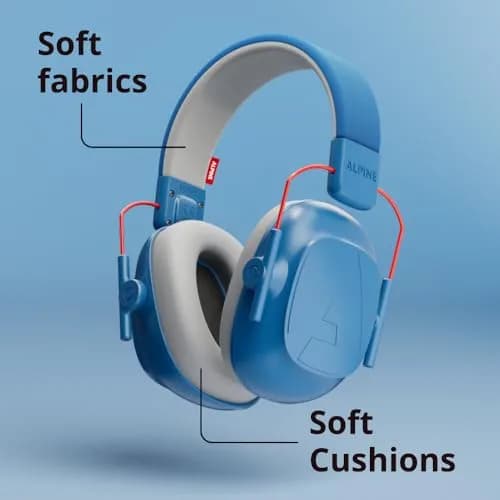 Alpine Muffy Kids Noise Reduction Earmuffs - 5-16 y - Ear Defender - Blue | Protects Young Ears in Noisy Settings thumbnail 4