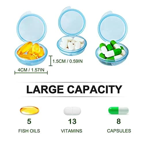 UHOUSE Small Pill Box 3 Pack Blue | FDA Approved Portable Medicine Container thumbnail 6
