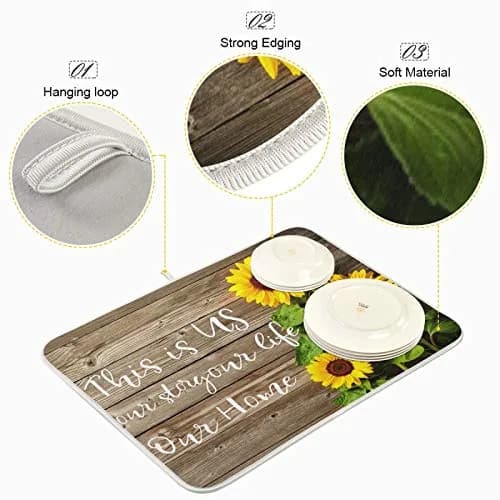 Emelivor Absorbent Dish Drying Mat 40.64cm x 45.72cm (16x18 Inch) | Reversible Kitchen Counter Decor thumbnail 4