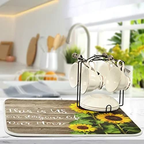 Emelivor Absorbent Dish Drying Mat 40.64cm x 45.72cm (16x18 Inch) | Reversible Kitchen Counter Decor thumbnail 5