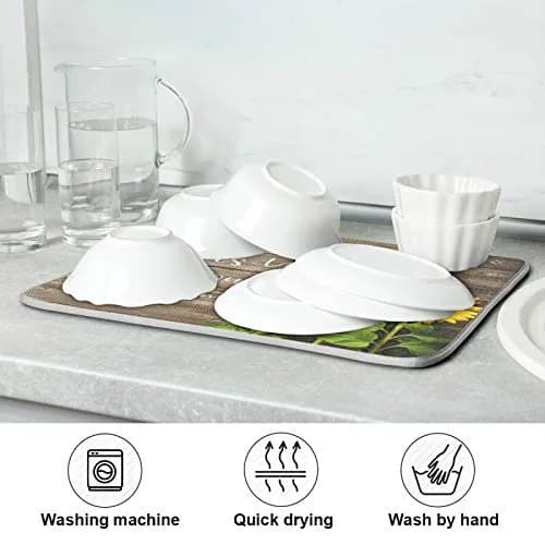 Emelivor Absorbent Dish Drying Mat 40.64cm x 45.72cm (16x18 Inch) | Reversible Kitchen Counter Decor thumbnail 7