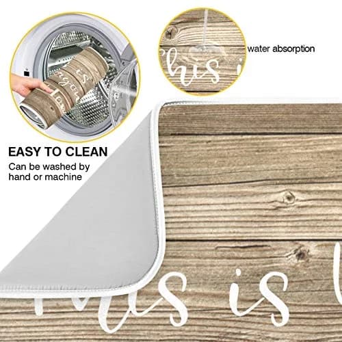Emelivor Absorbent Dish Drying Mat 40.64cm x 45.72cm (16x18 Inch) | Reversible Kitchen Counter Decor thumbnail 2