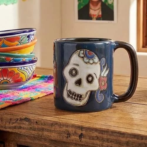 Stoneware Mara Day of the Dead Sugar Skull Mug 16oz | Handcrafted Ceramic Art (120 chars) thumbnail 6