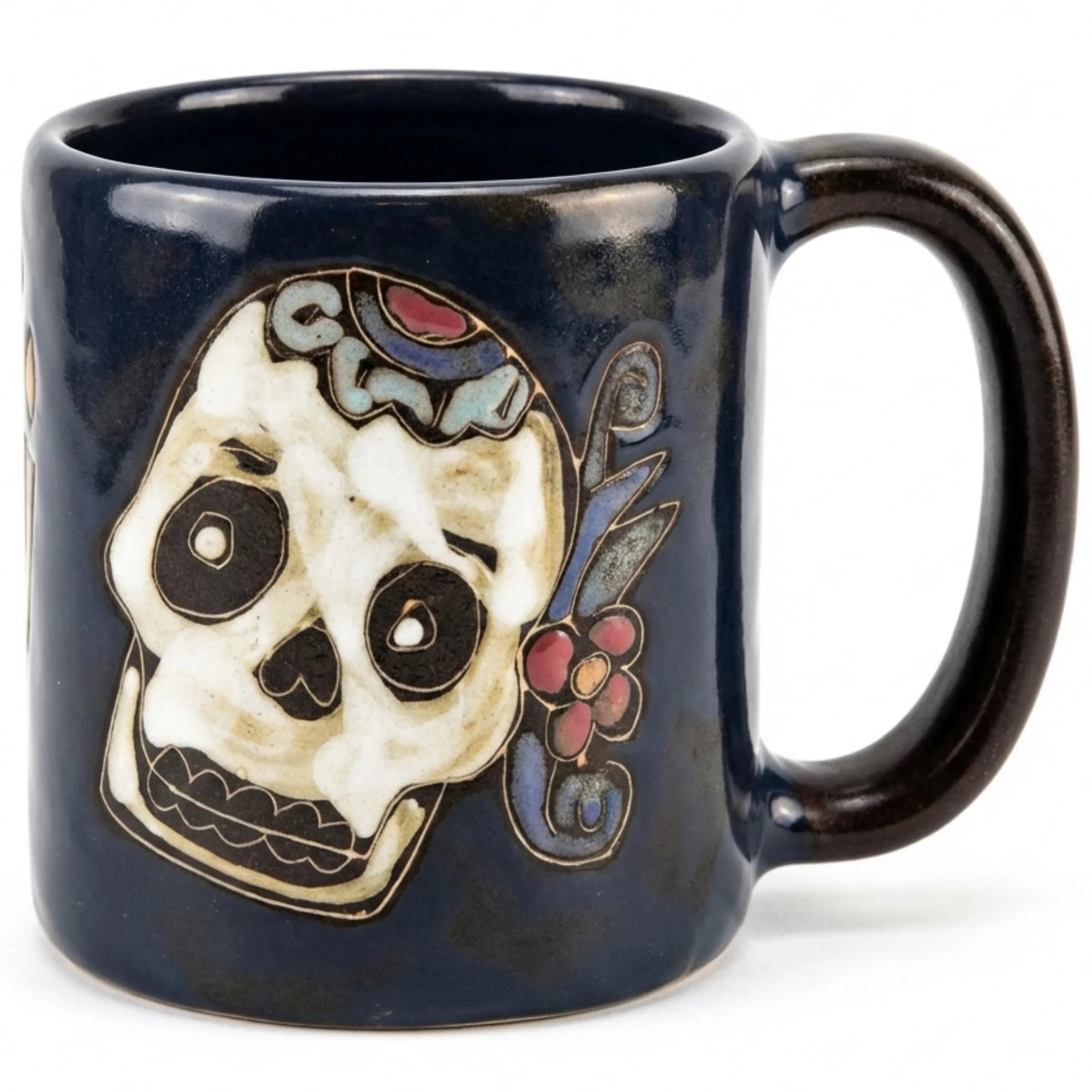 Stoneware Mara Day of the Dead Sugar Skull Mug 16oz | Handcrafted Ceramic Art (120 chars)