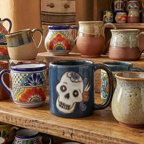 Stoneware Mara Day of the Dead Sugar Skull Mug 16oz | Handcrafted Ceramic Art (120 chars) thumbnail 8