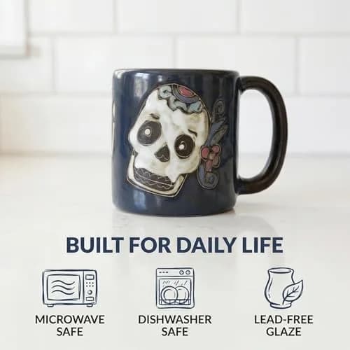Stoneware Mara Day of the Dead Sugar Skull Mug 16oz | Handcrafted Ceramic Art (120 chars) thumbnail 4