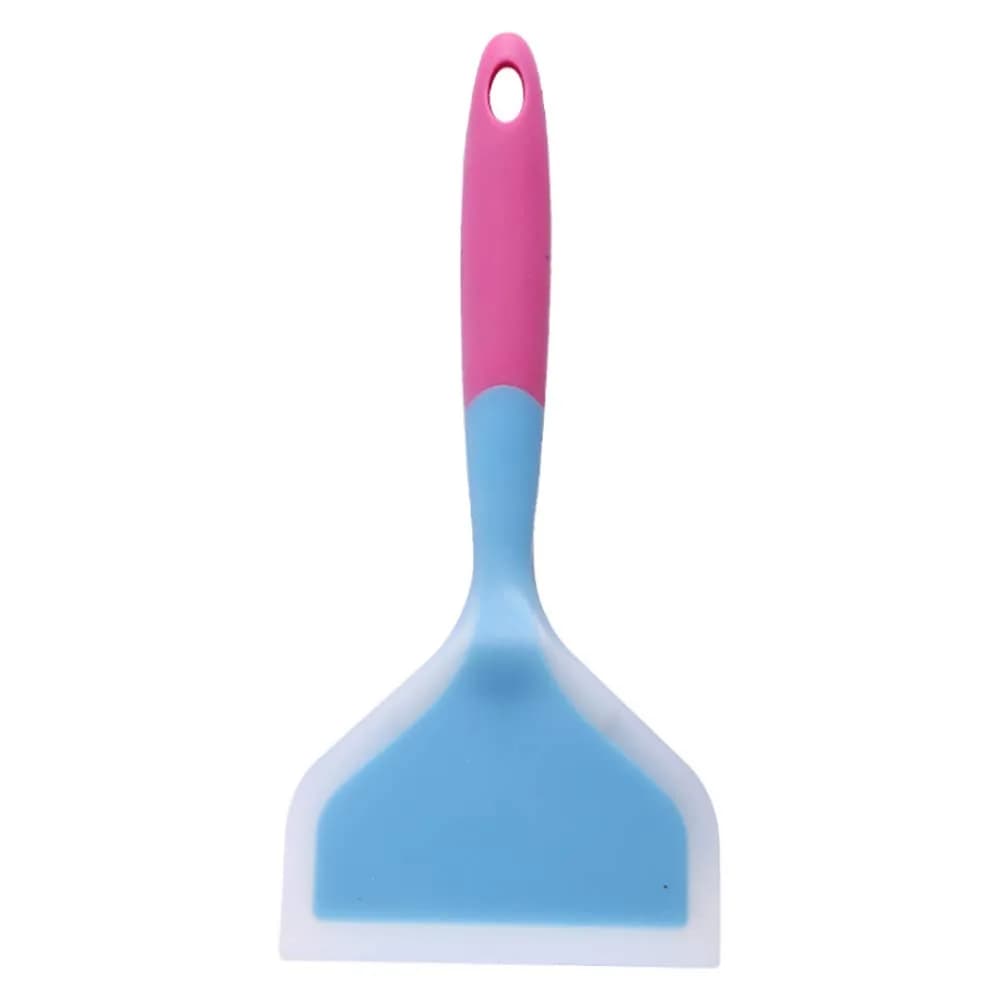 Goeielewe Omelette Spatula 10-Inch Silicone Pancakes Shovel Durable Heat-Resistant Wide Spatula Turner Nonstick Fried Shovel for Eggs Crepes Brownies Fish Pizza (Blue)
