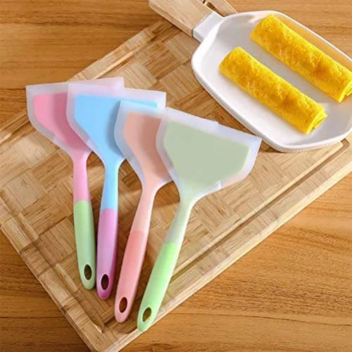 Goeielewe Omelette Spatula 10-Inch Silicone Pancakes Shovel Durable Heat-Resistant Wide Spatula Turner Nonstick Fried Shovel for Eggs Crepes Brownies Fish Pizza (Blue) thumbnail 4