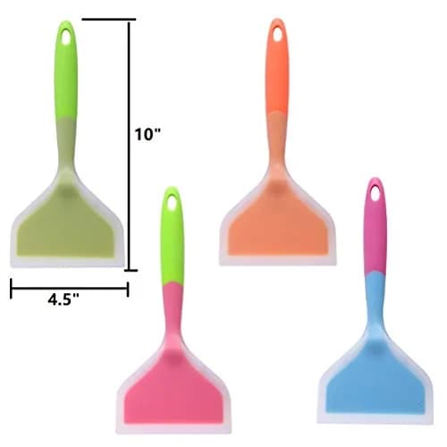 Goeielewe Omelette Spatula 10-Inch Silicone Pancakes Shovel Durable Heat-Resistant Wide Spatula Turner Nonstick Fried Shovel for Eggs Crepes Brownies Fish Pizza (Blue) thumbnail 2