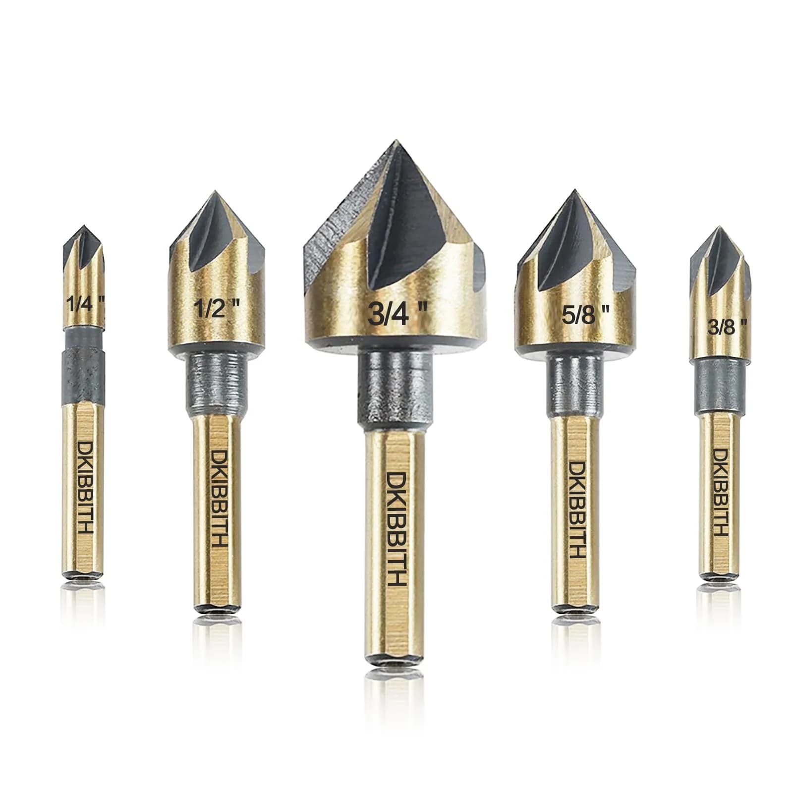 DKIBBITH Countersink Drill Bit Set 5 Pieces 82° High-Speed Steel 6mm Shank | Versatile, Durable, Precision