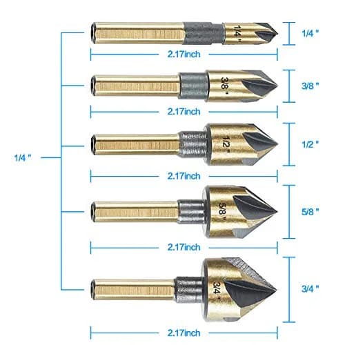 DKIBBITH Countersink Drill Bit Set 5 Pieces 82° High-Speed Steel 6mm Shank | Versatile, Durable, Precision thumbnail 2