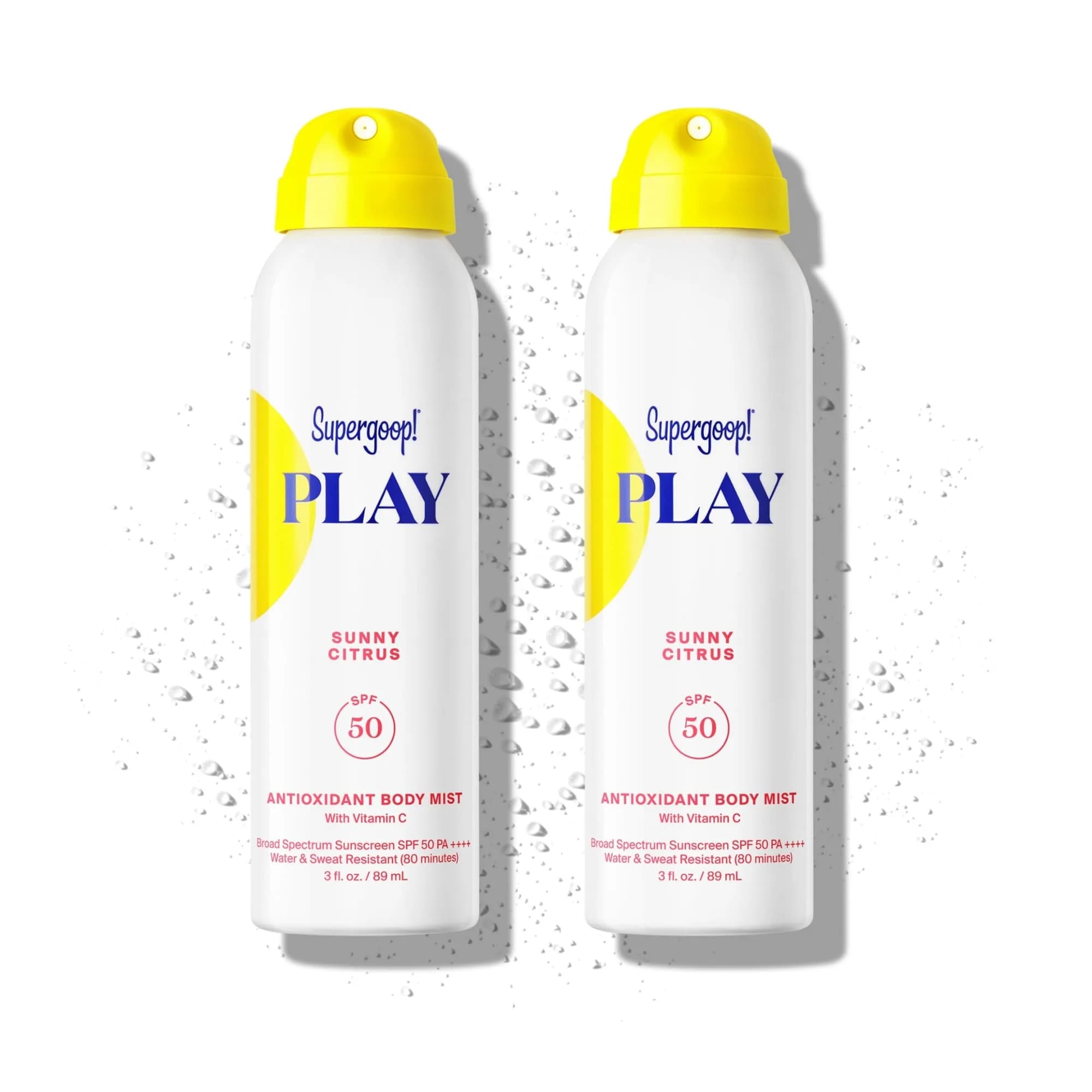 Supergoop! PLAY SPF 50 Antioxidant Body Mist 2 x 88.7 ml (3 fl oz) | USA-Import Sunscreen Spray, Vitamin C Enriched, Broad Spectrum - main product image