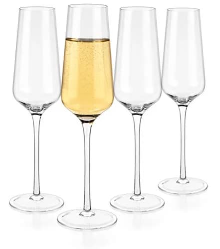 LUXBE Champagne Crystal Flutes Glasses Set of 4 | Elegant Hand Blown Sparkling Wine Glasses, 12oz / 350ml thumbnail 1
