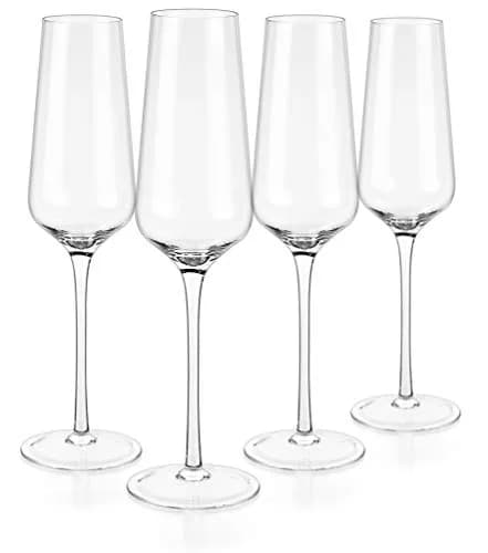 LUXBE Champagne Crystal Flutes Glasses Set of 4 | Elegant Hand Blown Sparkling Wine Glasses, 12oz / 350ml thumbnail 5