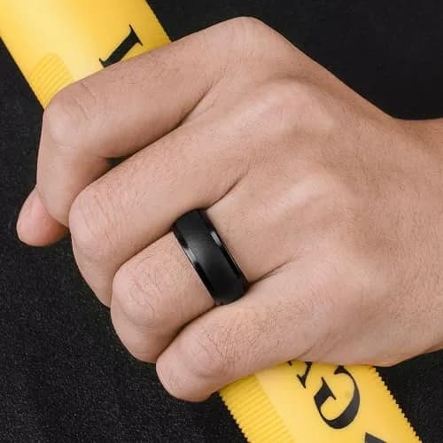 Egnaro Men's Silicone Wedding Ring Set Size 12 (10mm Wide, 2.5mm Thick) | Breathable Inner Arcs for Active Lifestyles thumbnail 2