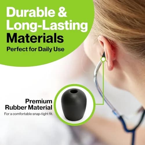 Durabasics Black Stethoscope Ear Tips Set (Small & Medium) | Compatible with Littmann Classic III & Cardiology Models thumbnail 5