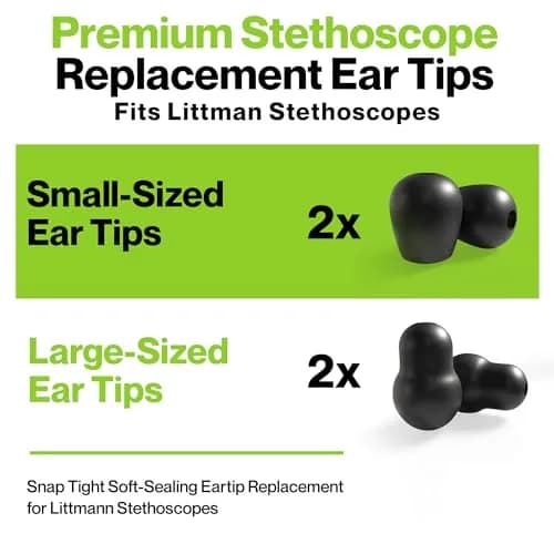 Durabasics Black Stethoscope Ear Tips Set (Small & Medium) | Compatible with Littmann Classic III & Cardiology Models thumbnail 3