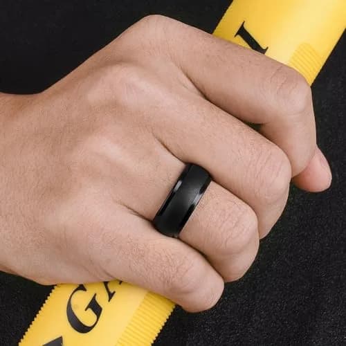 Egnaro Men's Silicone Wedding Ring Set Size 6 (10mm Wide) | Breathable Inner Arcs for Active Lifestyles thumbnail 3