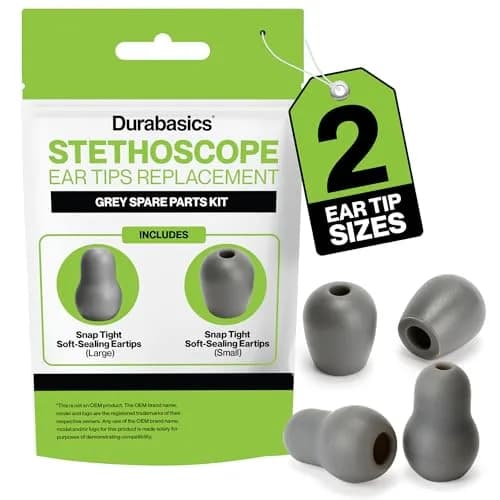 Durabasics Grey Stethoscope Ear Tips Set | Compatible with Littmann Classic III, Cardiology 3, 4, & IV thumbnail 1