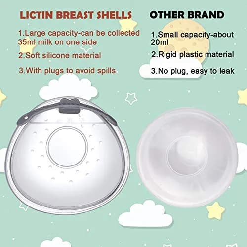 Lictin Breast Milk Collector Shells with Storage Bags - 70ml Capacity, BPA-Free Silicone | Pack of 2 thumbnail 8