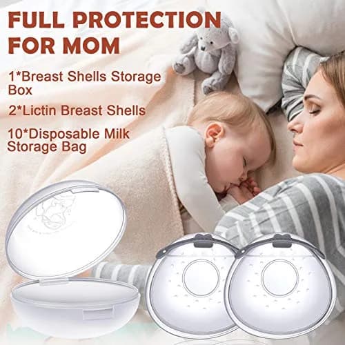Lictin Breast Milk Collector Shells with Storage Bags - 70ml Capacity, BPA-Free Silicone | Pack of 2 thumbnail 2