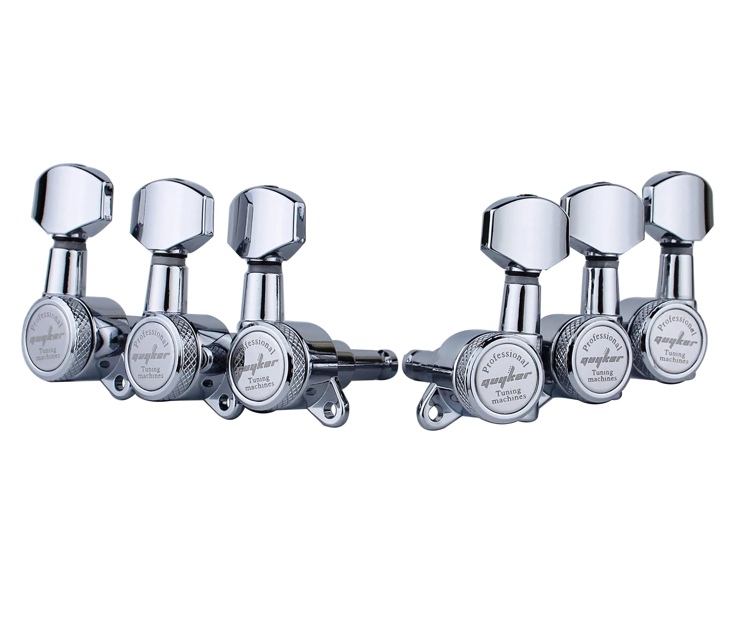 Guyker Guitar Locking Tuners (3L+3R) - 1:18 Gear Ratio, Sealed Machine Heads for Electric & Acoustic Guitars - Chrome - view 2
