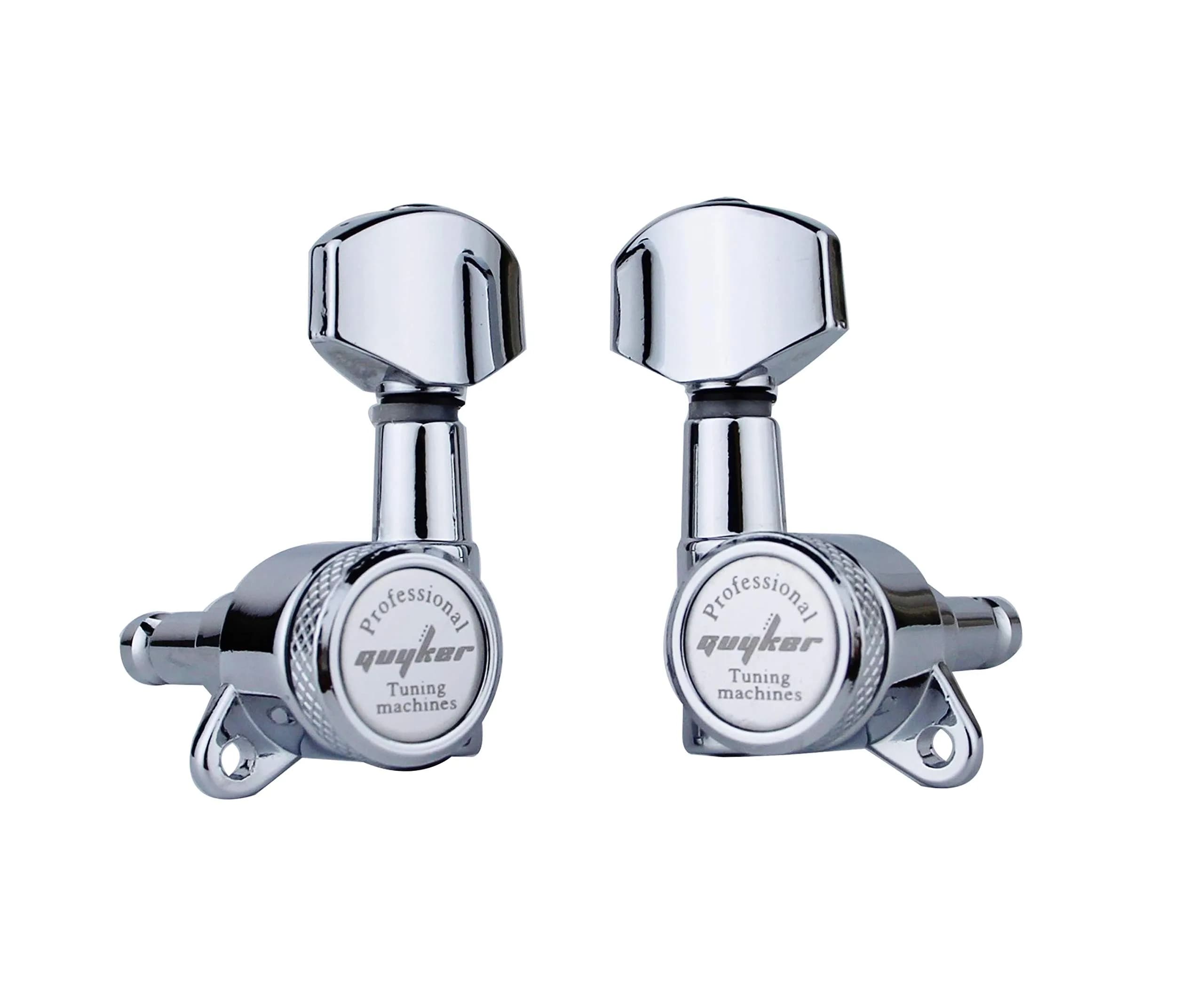 Guyker Guitar Locking Tuners (3L+3R) - 1:18 Gear Ratio, Sealed Machine Heads for Electric & Acoustic Guitars - Chrome - view 3
