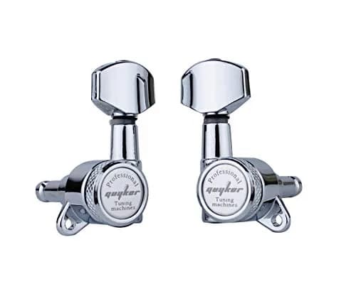 Guyker Guitar Locking Tuners (3L+3R) - 1:18 Gear Ratio, Sealed Machine Heads for Electric & Acoustic Guitars - Chrome thumbnail 3