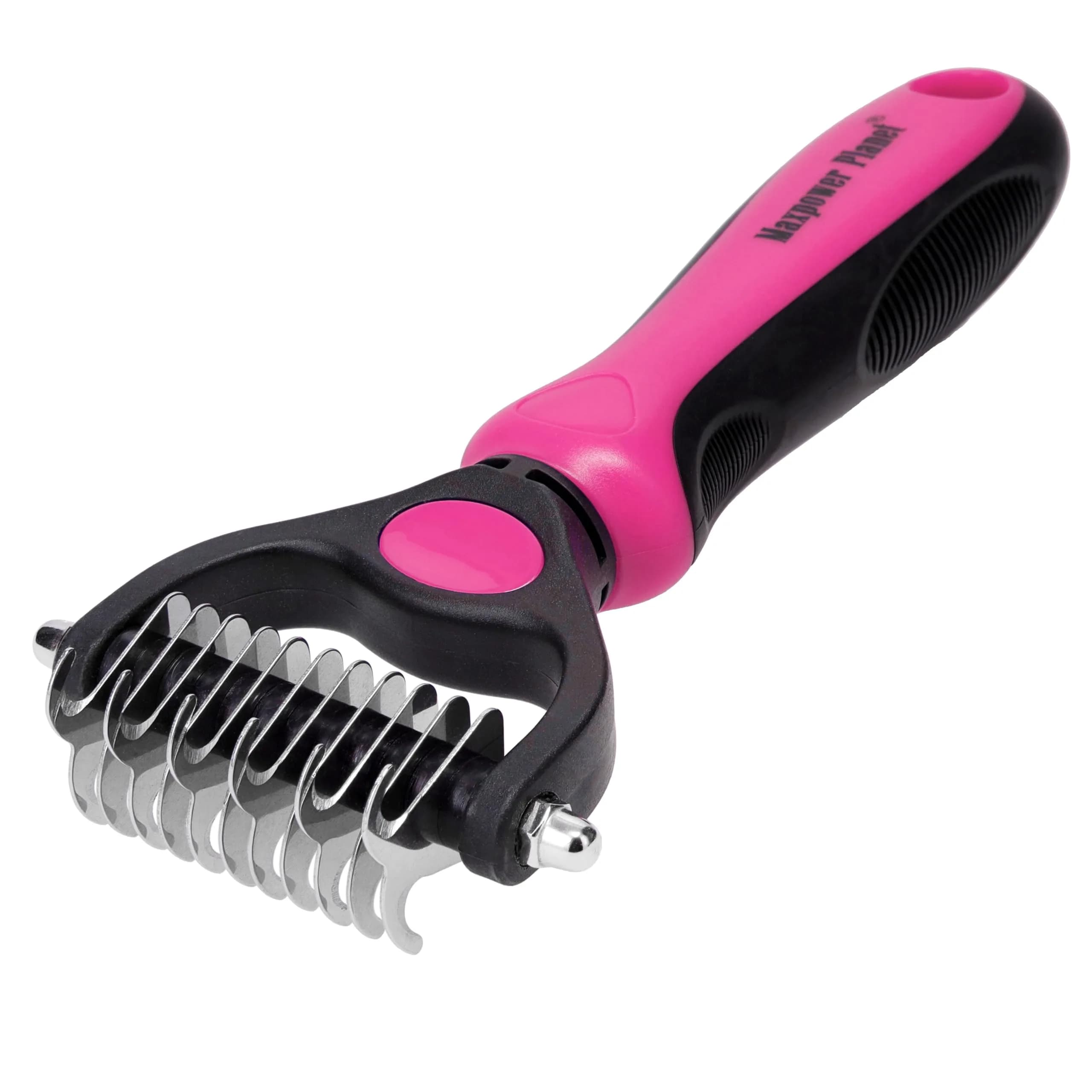 Maxpower Planet Pet Grooming Brush - Dual Sided Undercoat Rake for Dogs & Cats, Pink Small | Reduces Shedding by 95% - main product image