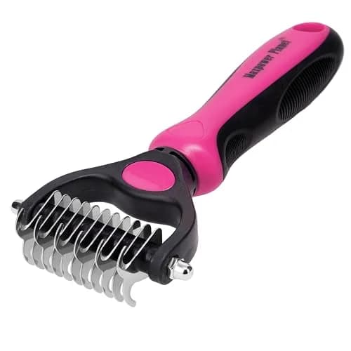 Maxpower Planet Pet Grooming Brush - Dual Sided Undercoat Rake for Dogs & Cats, Pink Small | Reduces Shedding by 95% thumbnail 1