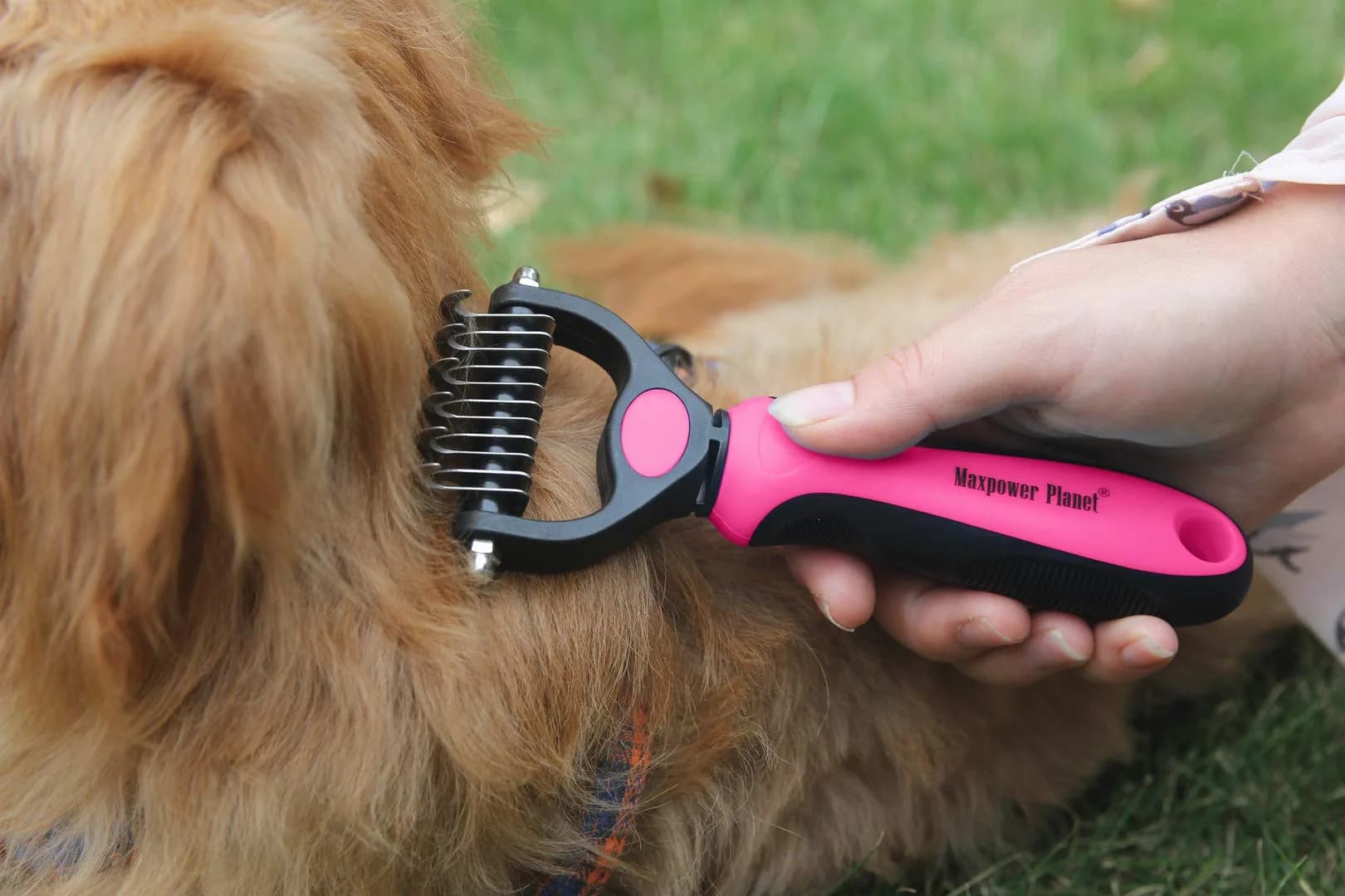 Maxpower Planet Pet Grooming Brush - Dual Sided Undercoat Rake for Dogs & Cats, Pink Small | Reduces Shedding by 95% - view 3