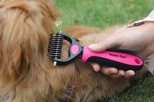 Maxpower Planet Pet Grooming Brush - Dual Sided Undercoat Rake for Dogs & Cats, Pink Small | Reduces Shedding by 95% thumbnail 3
