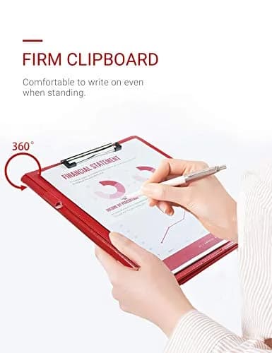 Mymazn Padfolio Clipboard Folder Portfolio with Cover for Legal Pad Holder Letter Size A4 Writing Pad (Red) thumbnail 5