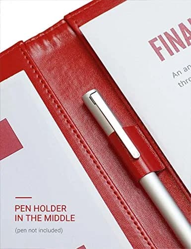 Mymazn Padfolio Clipboard Folder Portfolio with Cover for Legal Pad Holder Letter Size A4 Writing Pad (Red) thumbnail 6